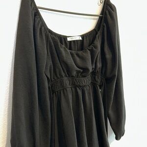 Altar'd State Black Babydoll Dress with Bishop Sleeves